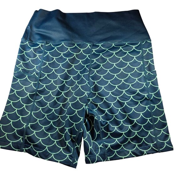 CVG shorts mermaid fish scale pattern M exercise fitness yoga running biking wom - Picture 2 of 7